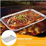 Lot de 2 bacs à barbecue réutilisables : 34,9 x 24,5 x 2,7 cm - En acier inoxydable - Panier à légumes réutilisable - Accessoire