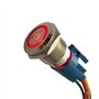 Mintice 19mm Interrupteur à Bascule Rouge LED 12V 3A Bouton Poussoir Voiture Métal Interrupteur Urgence Danger Attention Acier I