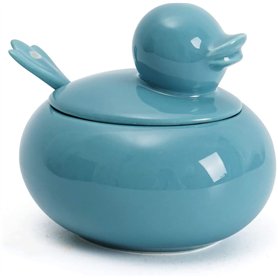 JWCBDY Sucrier en porcelaine avec couvercle et cuillère - Bocal de rangement en céramique pour la maison et la cuisine - Style c