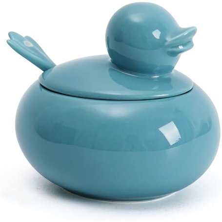 JWCBDY Sucrier en porcelaine avec couvercle et cuillère - Bocal de rangement en céramique pour la maison et la cuisine - Style c