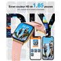 Montre Connectée Femme avec Appel Bluetooth, 1.85" Smartwatch Moniteur de Sommeil Cardiofréquencemètre, Charge Rapide, Longue du