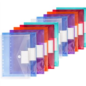Rizthyn 12 Pièces Pochette Plastique A4 Transparente avec 11 Bords Perforés
