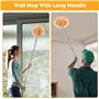 Yeqqzq Balai de nettoyage réglable de 188 cm, balai mural rotatif à 360° avec 3 têtes réutilisables, manche étendu pour nettoyag