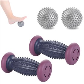 YanBous Kit de Massage des Pieds pour Soulagement de la Douleur [Ensemble de 4] - Rouleau et Balles Musculaires
