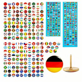 HJYDGJ Lot de 200 punaises de drapeau national pour carte du monde de voyage Drapeau national punaises avec drapeau national pun