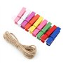 byou Cadre Photo Papier, Kit de Décoration Murale avec Cadres Photos avec 20 pièces Multicolore Mini Clips en Bois et 2 pièces T