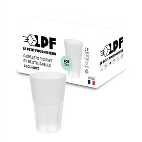 LPF LE PETIT FOURNISSEUR - Lot de 50 Gobelets à cocktail réutilisables Granity 33cl (40cl à ras-bord) - Polypropylène plastique
