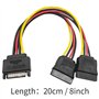 Duttek Cable SATA, Double SATA Câble, Câble Alimentation SATA Câble Répartiteur en Y SATA vers Double SATA Pour Disque dur SSD 2
