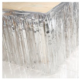 Comfysail Jupe de table métallique à franges scintillantes pour décoration de fête de mariage 74 x 274 cm