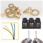 KINDPMA 150pcs Kit Cosses Electriques Ronde en Laiton Cosse à Sertir M3 M4 M5 M6 M8 M10 Cosse Batterie Bornes Cosses Electrique 