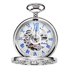 TREEWETO Montre Gousset Mecanique Montres Poche Steampunk Squelette rétro Pendentif Montre de Poche Montre Gousset Dore Montre P