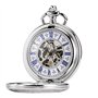 TREEWETO Montre De Poche avec Chaîne pour Hommes Femmes Rétro Mécanique Squelette Analogique À Remontage Manuel Antique Loupe Co