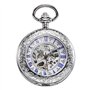 TREEWETO Montre De Poche avec Chaîne pour Hommes Femmes Rétro Mécanique Squelette Analogique À Remontage Manuel Antique Loupe Co