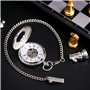 TREEWETO Montre De Poche avec Chaîne pour Hommes Femmes Rétro Mécanique Squelette Analogique À Remontage Manuel Antique Loupe Co