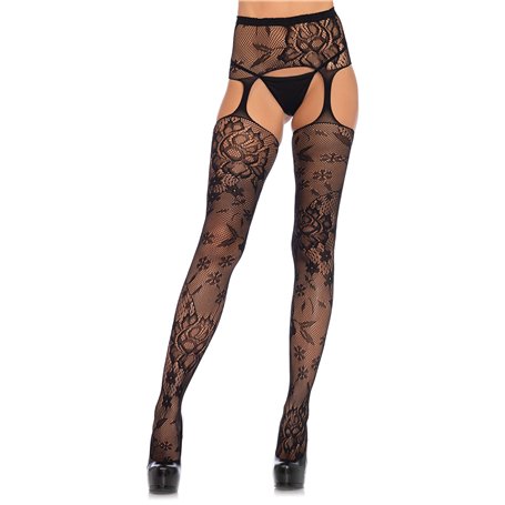 Leg Avenue 1082 Collant Porte-Jarretelles Haute Noir Taille Unique 36-40