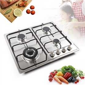 Futchoy - Plaque de cuisson à gaz 4 flammes en acier inoxydable - 58 x 50 cm - Autark - Encastrable - Gaz naturel ou propane