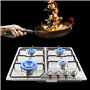 Futchoy - Plaque de cuisson à gaz 4 flammes en acier inoxydable - 58 x 50 cm - Autark - Encastrable - Gaz naturel ou propane