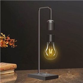 Floatidea Ampoule à lévitation magnétique avec socle de recharge sans fil de luxe (Apple/Android) Lampe de table flottante noire