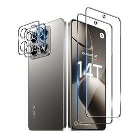 Wookfiss Verre Trempé(2)+Caméra Arrière Protecteur(2) pour Xiaomi 14T Film Protection Ecran Verre Trempe Tempered Ultra Resistan