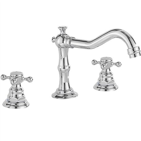 Robinet mitigeur vintage à double poignée 3 trous pour salle de bain