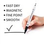 Lot de 12 marqueurs noirs pour tableau blanc, double pointe fine de 0,5 à 1,0 mm, stylo à film non permanent, stylo à film solub