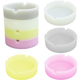Lot de 8 cendriers ronds fluorescents en caoutchouc de silicone résistant à la chaleur 4 couleurs