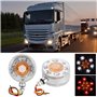 Duokon Feu de Position Latéral, Lampe de Rétroviseur à 24 LED Rouge-Jaune Lampe de Signalisation Imperméable pour Camion/Remorqu
