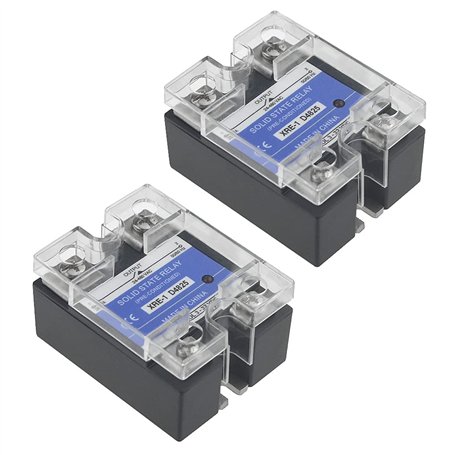WMYCONGCONG Lot de 2 SSR-25DA Relais statique Relais monophasé CC vers CA 25 A/250 V 3-32 V DC Entrée 24-380 VAC Sortie (25 A)