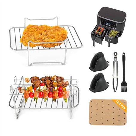 7 PCS Grille Air Fryer Ninja Accessoires Air Fryer Accessoires pour Friteuse Accessoire pour Air Fryer Moule Air Fryer Acier Ino