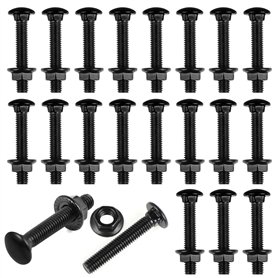 Lot de 25 vis noires à tête plate avec écrous à bride M5 pour construction et machines industrielles M5 M5 x 30 mm