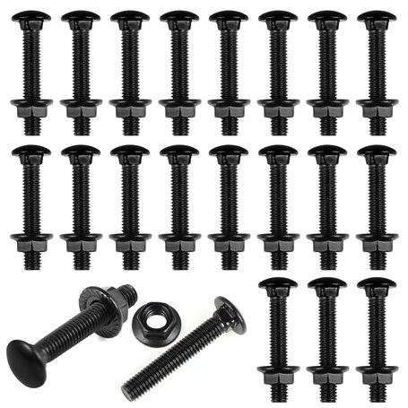 Lot de 25 vis noires à tête plate avec écrous à bride M5 pour construction et machines industrielles M5 M5 x 30 mm