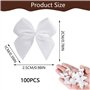 Lot de 100 mini nœuds en tissu satiné - Blanc - Petits nœuds en satin - Accessoires pour cheveux - Pour travaux manuels, couture