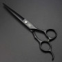 Ciseaux de coiffeur professionnels de 17,8 cm avec poignée droite pour droitier (Noir)