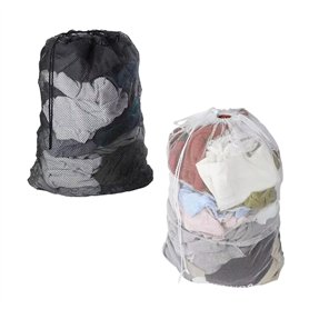 2 Pièces Blanc et Noir Filet à linge pour machine à laver réutilisable avec cordon de serrage