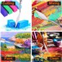 7 Pièces Spatule Peinture, Couteau Peinture en Acier Inoxydable, En Bois Spatules Kit pour Peinture Acrylique, pour Peinture à l