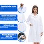 JGCJGG Blouse de Laboratoire Blanche pour Femmes et Hommes Blouse Blanche Unisexe Blouse de Médecin Médical avec Poche et Bouton