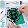 BSTDAYEVER Kit de Gomme Linogravure Plaque A4 A5 A6 9Pcs Complet Blocs de Sculpture en Caoutchouc Débutant Souple à Graver Sûrs 