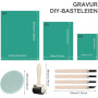 BSTDAYEVER Kit de Gomme Linogravure Plaque A4 A5 A6 9Pcs Complet Blocs de Sculpture en Caoutchouc Débutant Souple à Graver Sûrs 