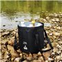 BORDEAG Douche de Camping Portable avec Batterie Rechargeable 6000mAh, Douche Camping avec Pompe, Pomme de Douche, Seau Pliable,