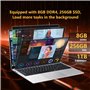 Ordinateur Portable 15,6 pouces Celeron N4000, PC Portable 8 Go RAM LPDDR4 SSD 256 Go Full HD 1920 x 1080, Laptop avec USB 3.0, 