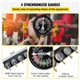 VEVOR Kit de Jauges à Vide de Synchronisation de Carburateur 4 Pièces, Dépressiomètre Carburateur avec Adaptateurs Courts et Lon