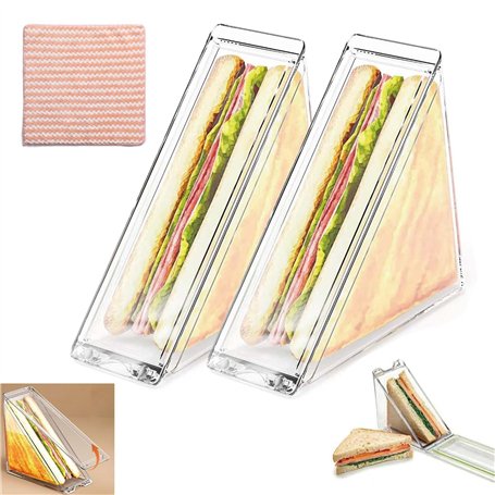 Gudemoore Lot de 2 boîtes à sandwich réutilisables avec couvercle et serviette