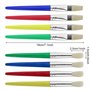 Kit de Pinceaux Peinture Enfant 4 Couleurs Ronds et Plats pour Acrylique