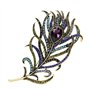 JAGETRADE Vintage Plume de paon plaqué or multicolore strass broche bijoux cadeau de fête des mères