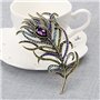 JAGETRADE Vintage Plume de paon plaqué or multicolore strass broche bijoux cadeau de fête des mères