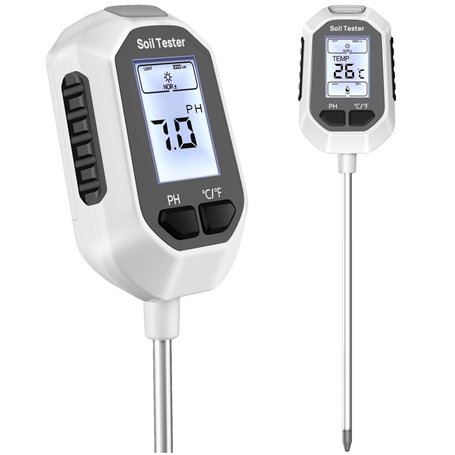 YAMRON testeur humidité Plante，4 en 1 numérique testeur ph Sol，Humidité/PH/Température/Ensoleillement，Écran LCD rétroéclairé，con