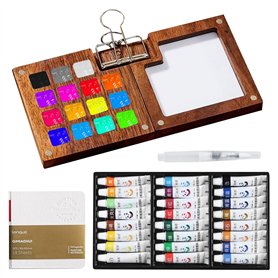 WIYETY Mini palette d'aquarelle de 24 couleurs : palette d'aquarelle portable