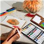 WIYETY Mini palette d'aquarelle de 24 couleurs : palette d'aquarelle portable, kit de voyage pour aquarelle, carnet de croquis, 