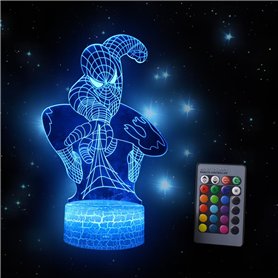 Spiider-mann Lampe 3d Illusion Usb veilleuse Avec Télécommande Et Smart Touch