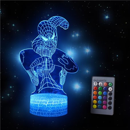 Spiider-mann Lampe 3d Illusion Usb veilleuse Avec Télécommande Et Smart Touch